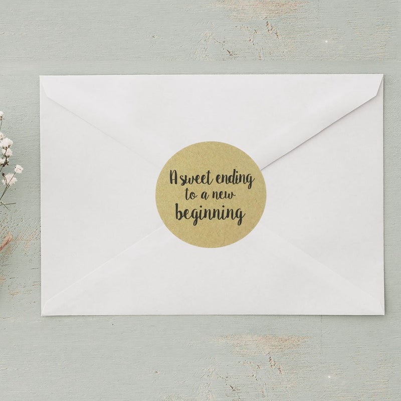 MAGJUCHE 80-2" Kraft a Sweet Ending to a New Beginning Stickers, Wedding Favor Sticker Labels - Image 5